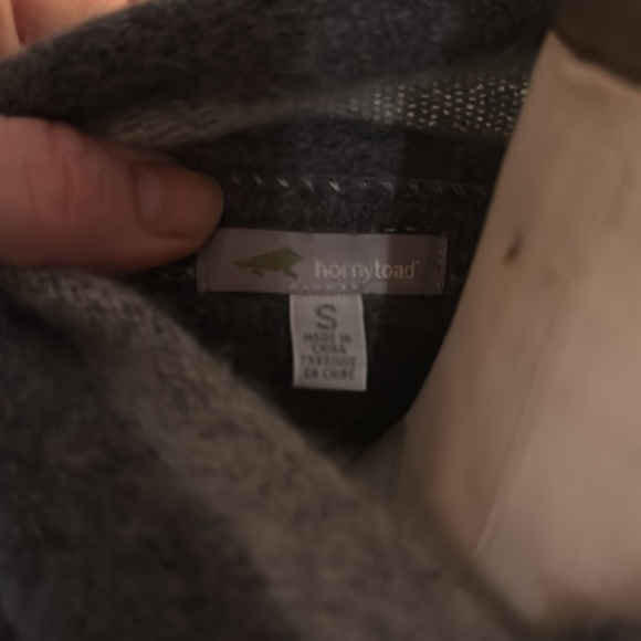 Horny Toad sweater gray striped boiled wool and angora blend sz s - Picture 3 of 5